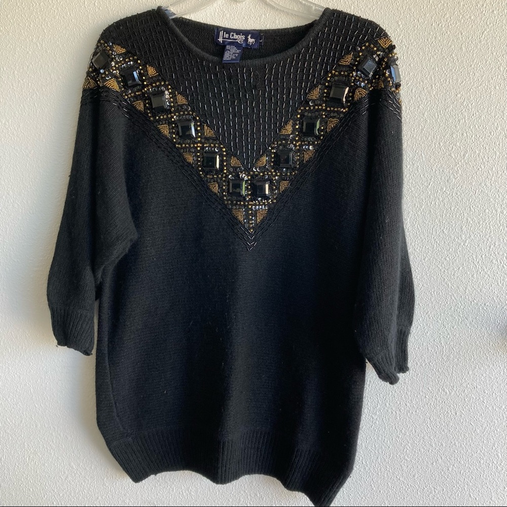 Vintage silk/wool embellished sweater